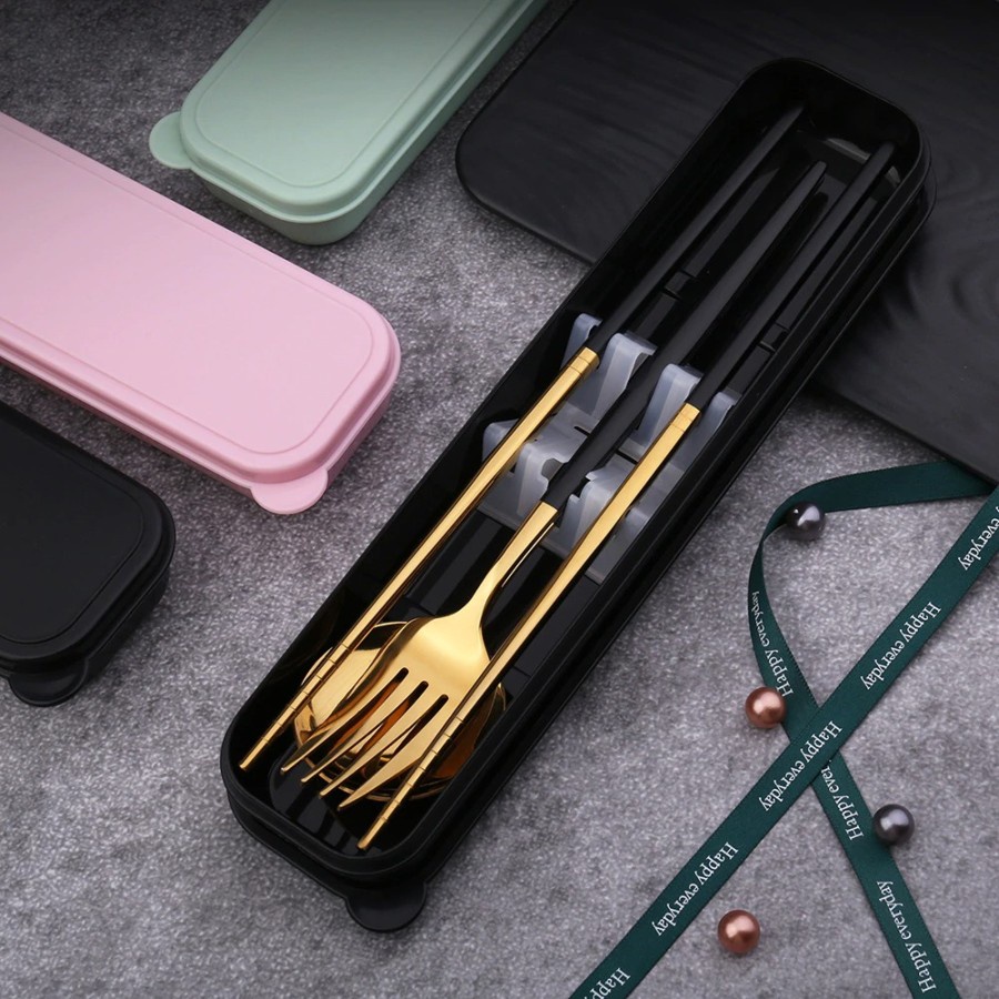 Set Perlengkapan Makan Sendok Garpu Sumpit Cutlery Dinner Set - A11