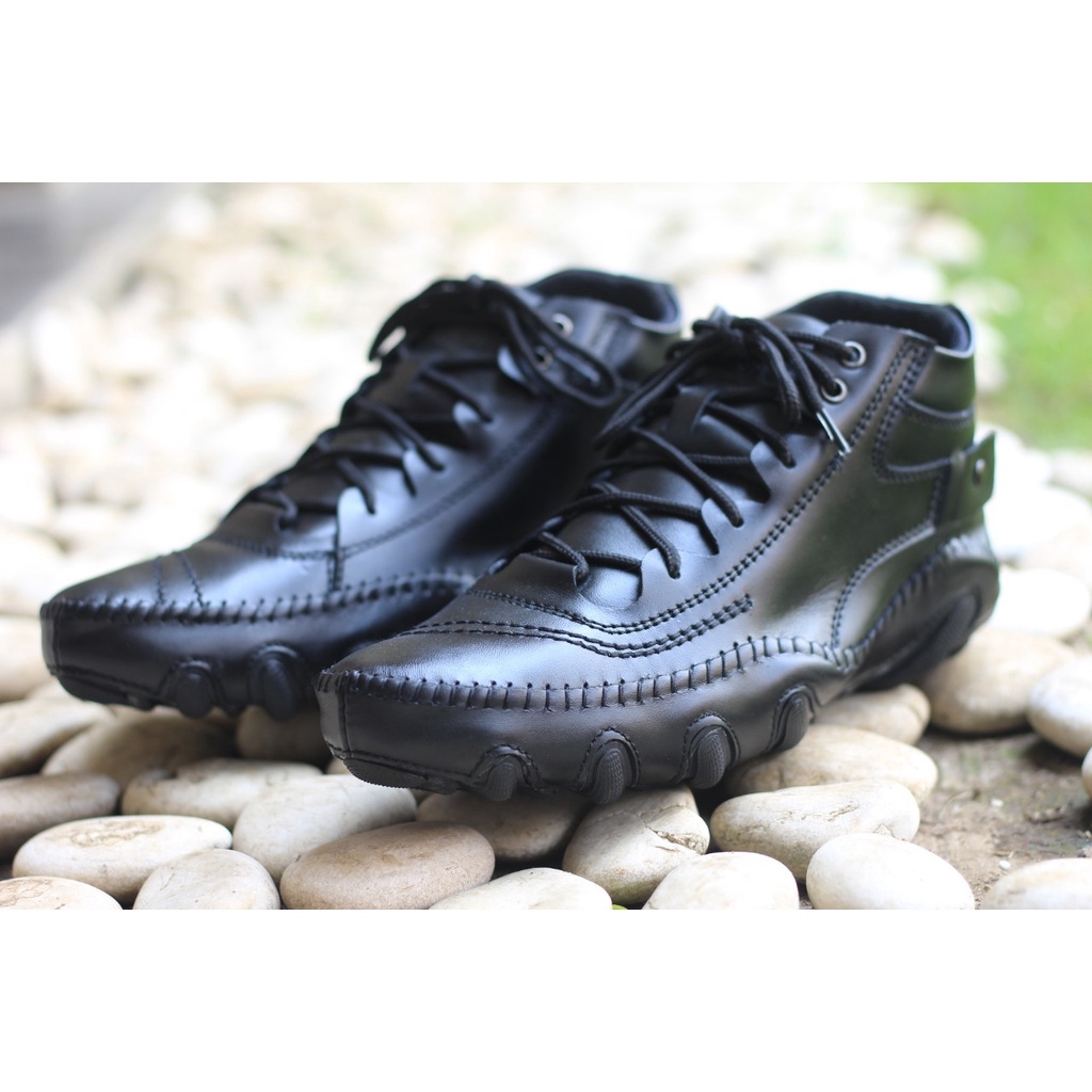 Sepatu Boots Casual Kulit Sapi Asli Original Black Master Stam Boot Pria Fashion Hitam Coklat Tan Formal Kerja Proyek lapangan Kuliah Gaya Bikers Kekinian Trendy Terlaris Murah