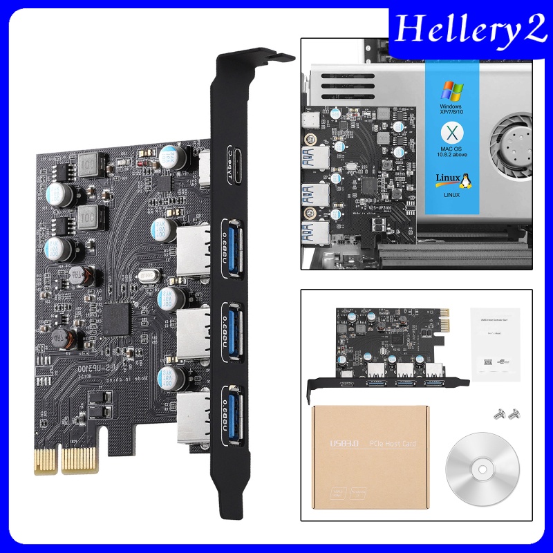 [HELLERY2] PCI-E to Type C (3), Type A (1) USB 3.0 4-Port PCI Express Expansion Card