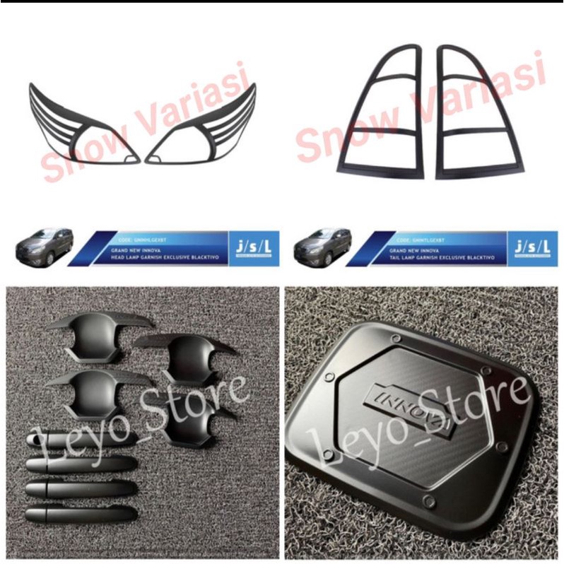 Paket Garnish Depan Belakang Outer Handle Tank Cover Grand innova 2012 2014 2015 Hitam Doff Dop