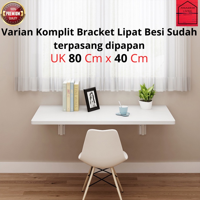 [TERLARIS] MEJA BELAJAR SIKU LIPAT Kantor kerja dinding rak ambalan tempel braket besi engsel laptop
