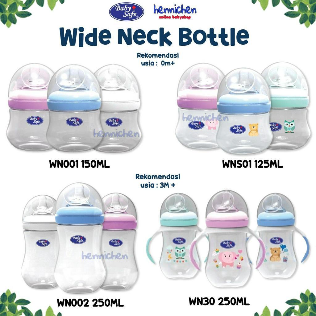 Baby Safe Wide Neck Bottle WNS01 WN001 WN002 WN30 3 STAGE Babysafe Milk Flow Botol Susu Bayi