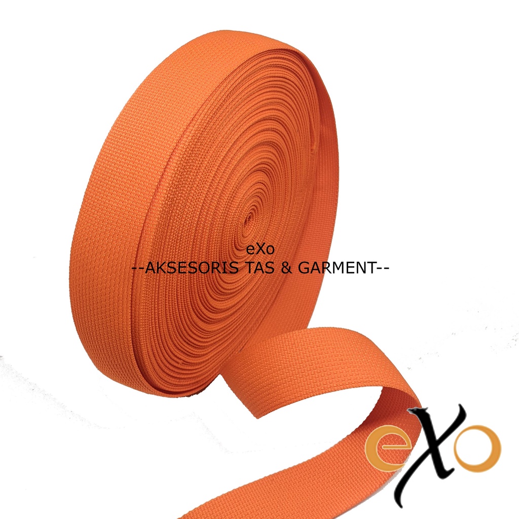 

5 METER TALI WEBBING TAS LT 3.8 CM TEBAL 1.30 MM BAHAN POLYPROPYLENE - LT 38 ORANGE