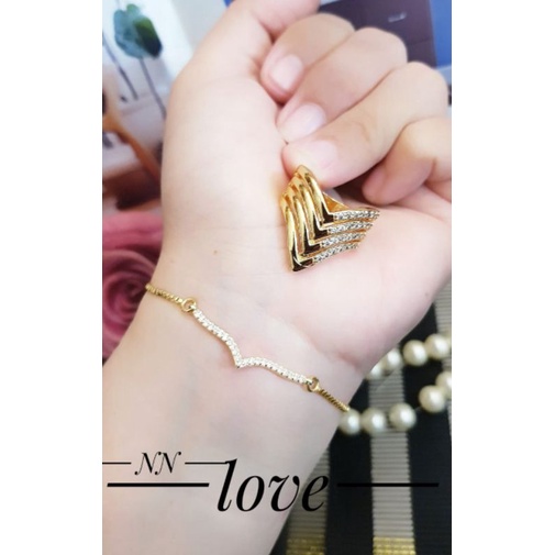 Xuping Gelang Fuji dan Cincin Gold 2875