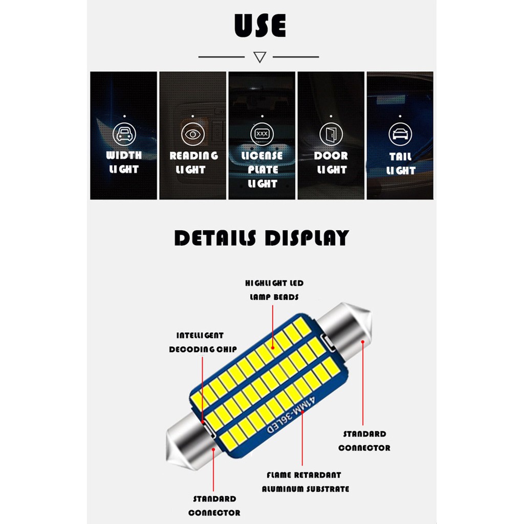 Kualitas tinggi W5W T10 memperhiasi dipimpin mobil Panel interior cahaya Lampu kubah Lampu plat