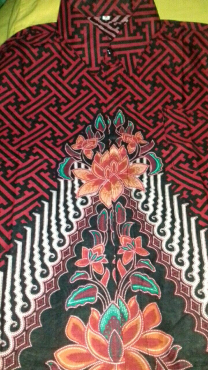 Kemeja Batik Pria Lengan Panjang Batik Merah Size M L Xl Xxl  Bswart Hrb026