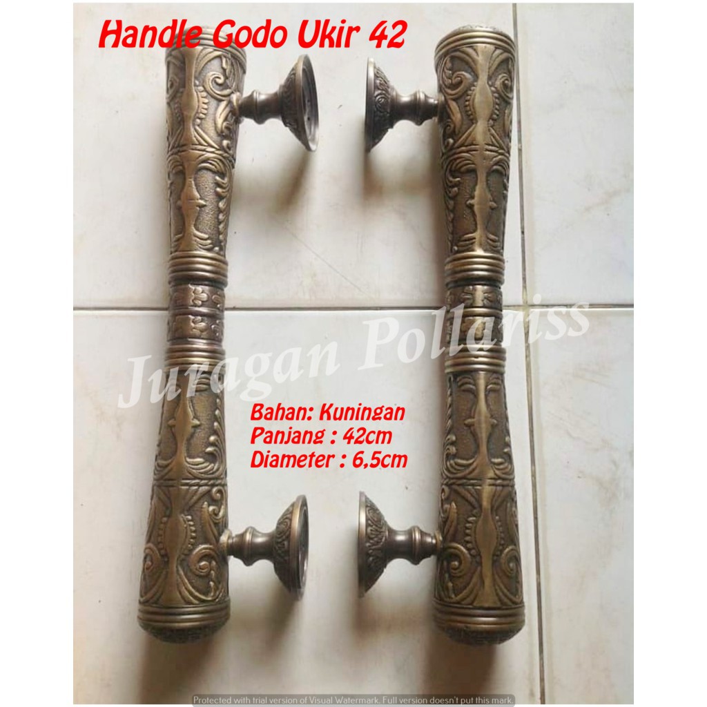 Handle Tarikan Pintu Kuningan Antik Rumah Gebyok Minimalis Kupu Tarung Motif Godo Ukir Klasik 42cm