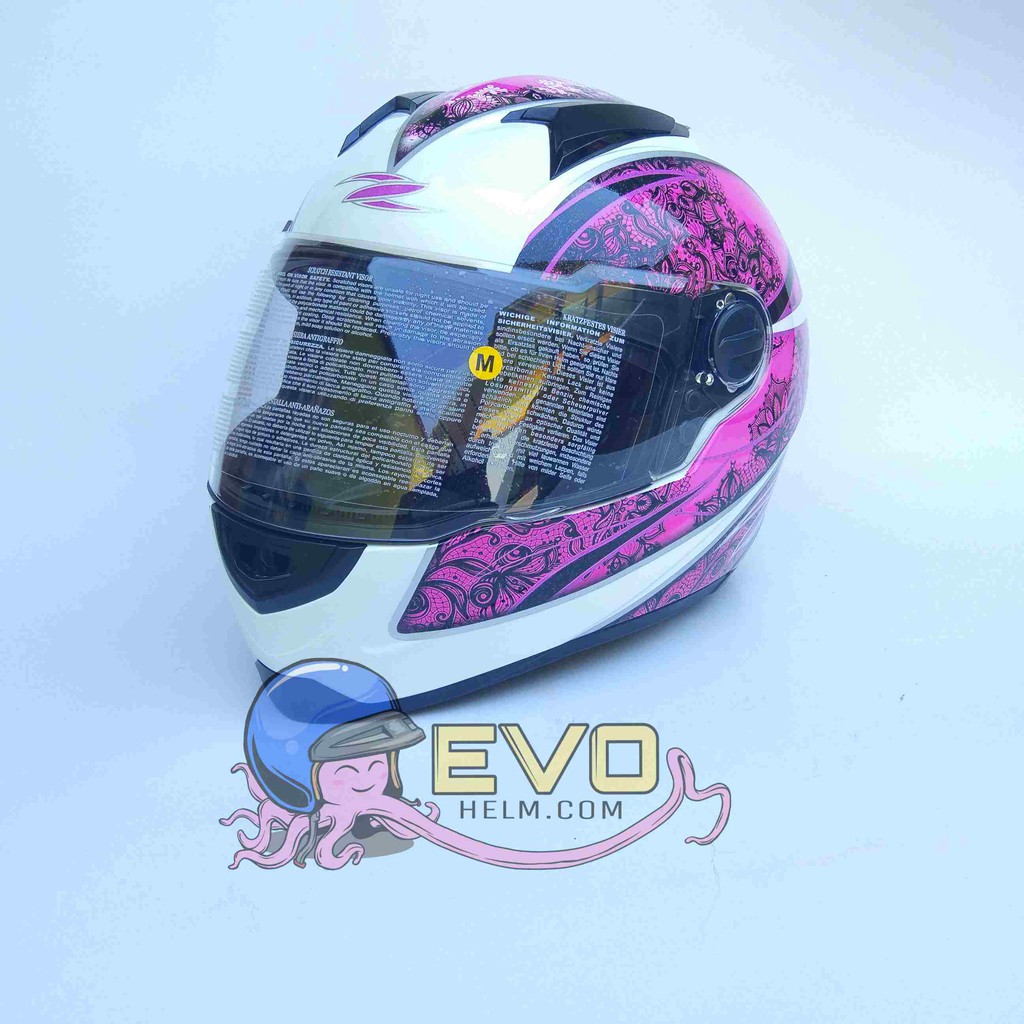 HELM ZEUS FULL FACE WHITE AL9 PURPLE - FREE SMOKE VISOR ZEUS ORIGINAL ( ONGKIR 2KG )