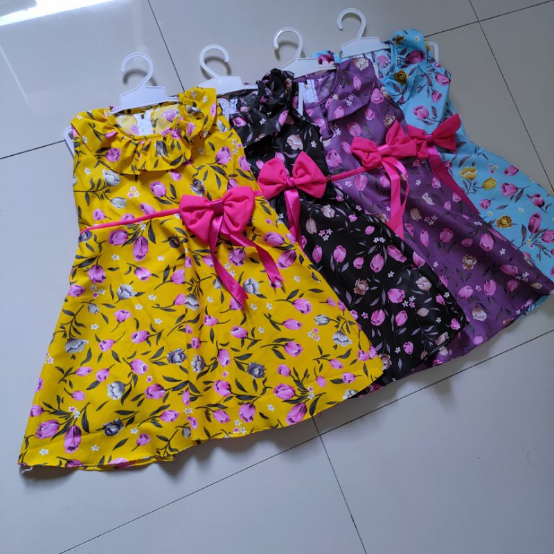 Dress anak 2 3 tahun singket motif bunga tulip singlet