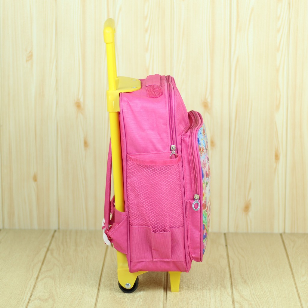 Ransel Dorong Anak Barbie Pink Tas Trolley Koper Anak Cewek Lucu Keren Kekinian Tas Sekolah PAUD TK