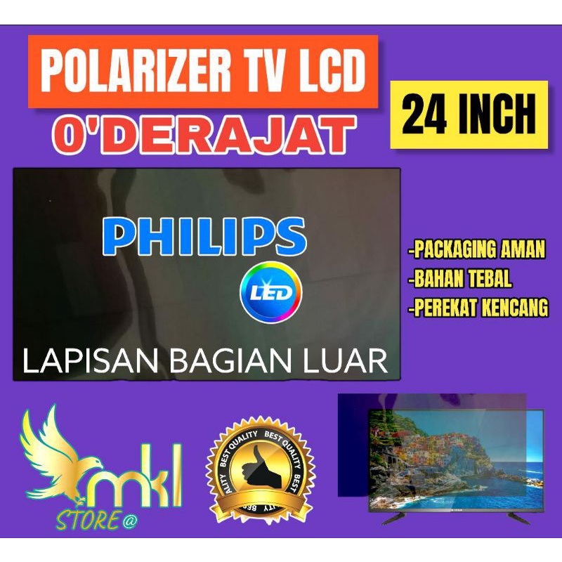 POLARIS POLARIZER TV LCD LED 24" INC 0" DERAJAT PELAPIS PLASTIK FILM UNTUK BAGIAN LUAR ATAU DEPAN O"DERAJAT POLARIS POLARIZER TV LCD LED 24" INC O"DERAJAT