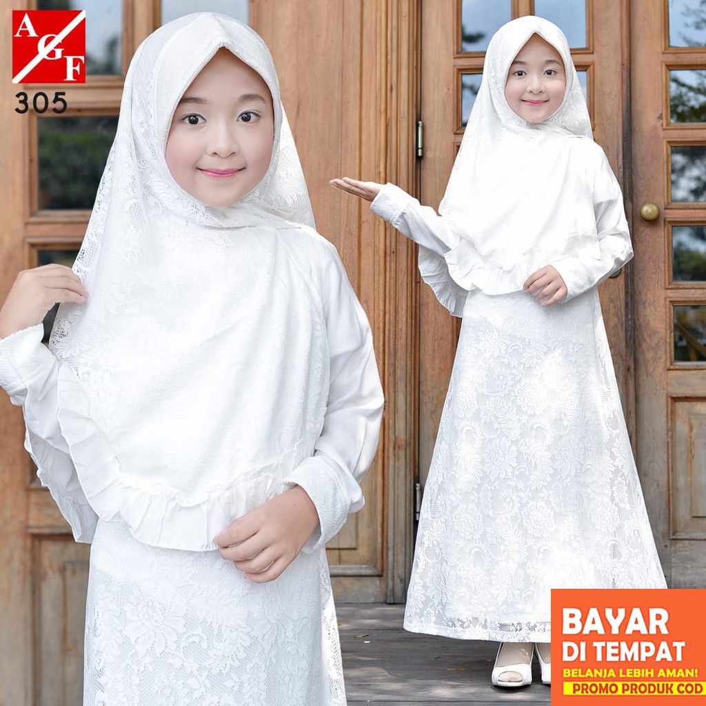 Agnes Gamis Putih Anak Perempuan Baju Muslim Baju Umroh Anak Baju
