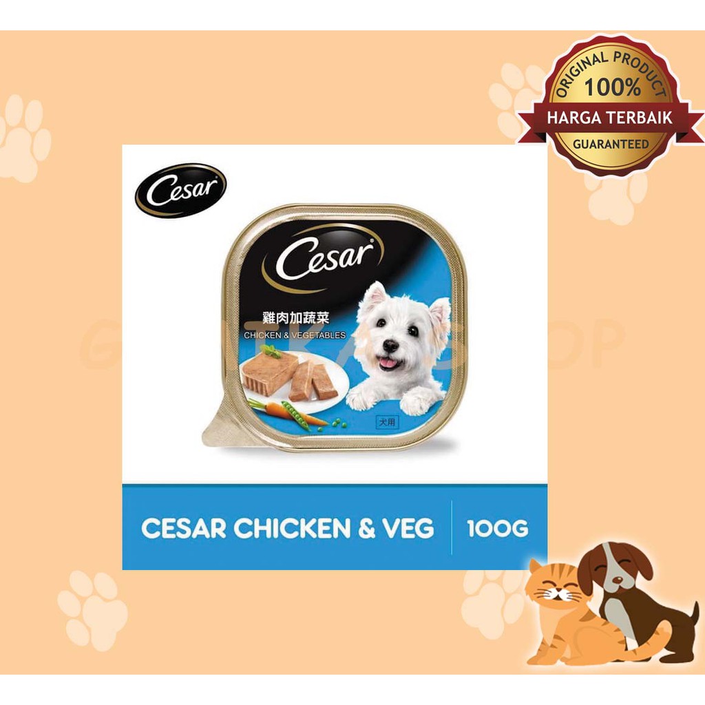 Cesar Chicken &amp; Veg 100gr Makanan Anjing Super Premium - 1 Pcs