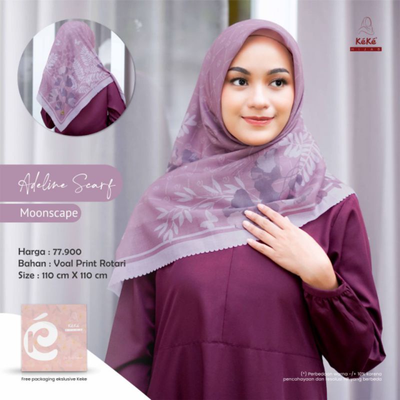 HIJAB SEGIEMPAT MOTIF KEKE ® ADELINE SCARF KEKE