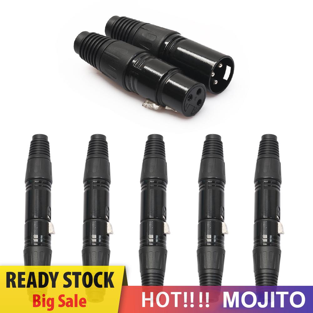 5 Pasang 3 Pin Xlr Female Jack Snake Plug Audio Konektor Kabel Mikrofon