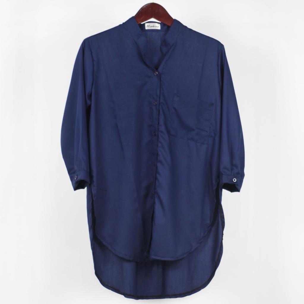Kemeja Tunik Polos / Kemeja Wanita / Kemeja Polos / Kemeja Kerja / Bahan Toyobo-Navy