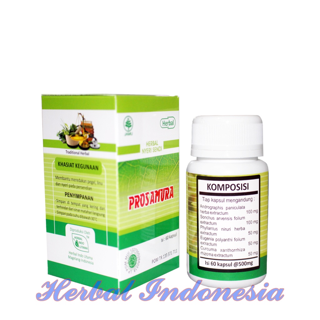 Kapsul Herbal Prosamura HIU - Nyeri Sendi - Asam Urat - Rematik Isi 60