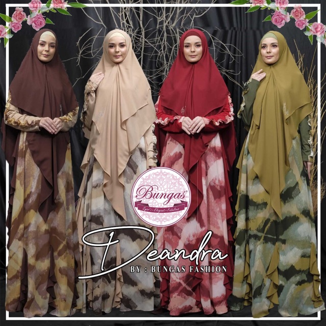 Deandra syari by bungas/ori/baju gamis/gamis syari/hijab syari/ready