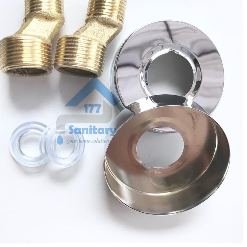 Terbaik Double nepel SET Bathtub panas dingin Kuningan- sambungan naple keran air fiiting 3/4 ke 1/2