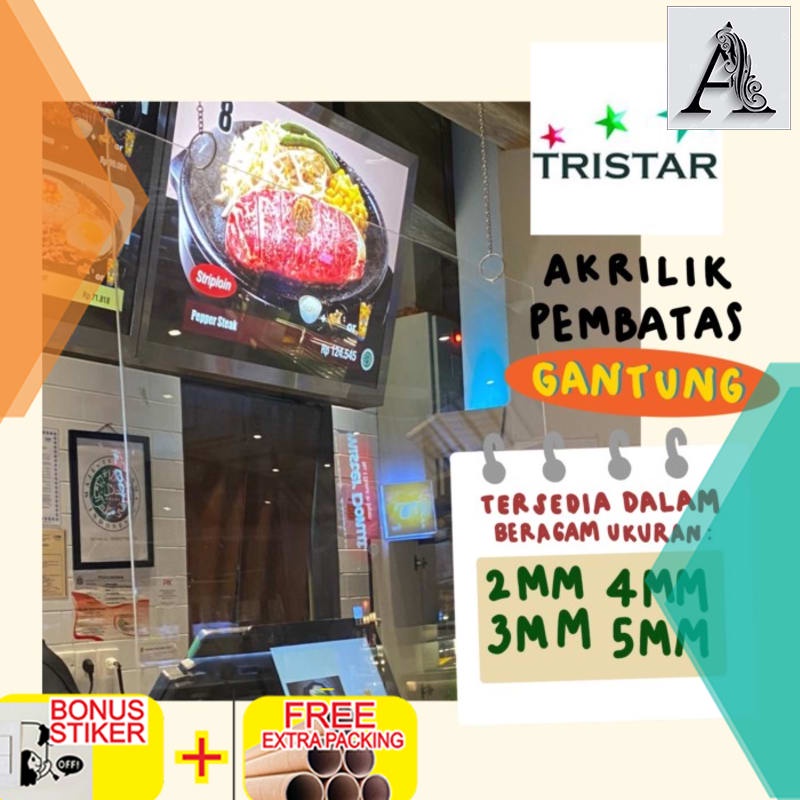 

Promo Akrilik penghalang/ pembatas gantung - 2MM 60x60cm