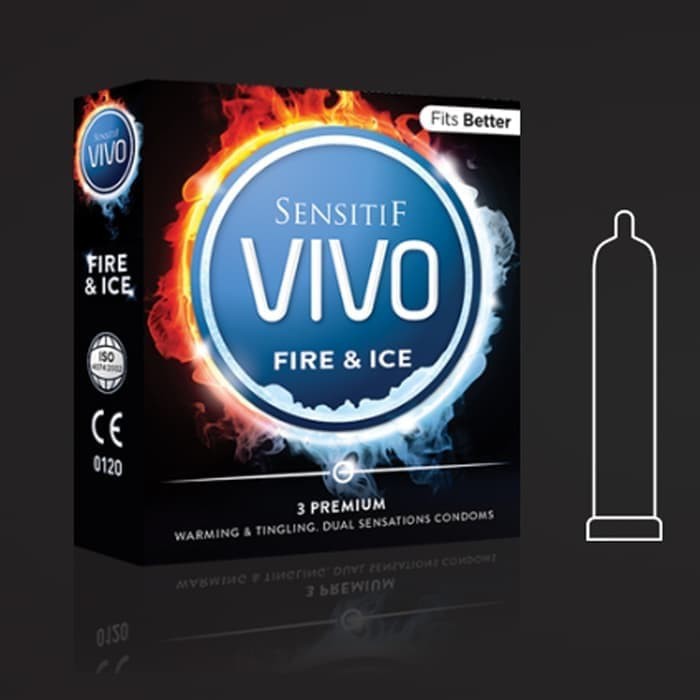 Kondom VIVO Fire &amp; Ice (Panas &amp; Dingin) Isi 3pc