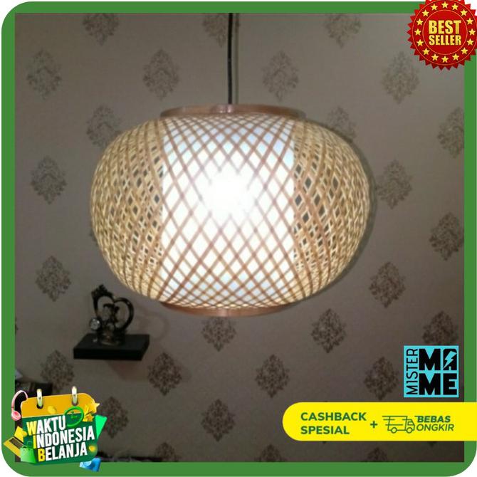 Lampu gantung / Lampu hias cafe kamar hotel / Anyaman bambu unik