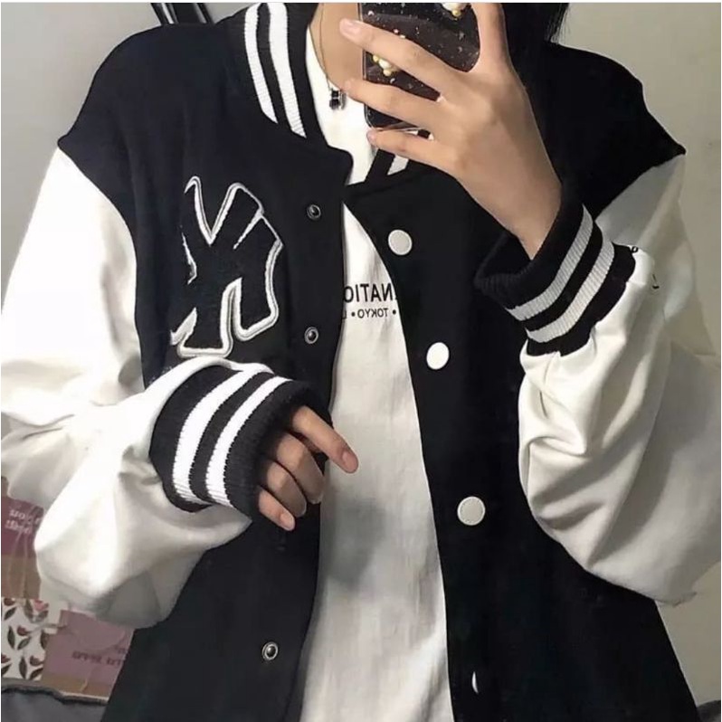 Bordier ✔ NY Baseball Jaket Wanita | Style Korean | Jaket Varsity Oversize | Ootd Wanita Terbaru