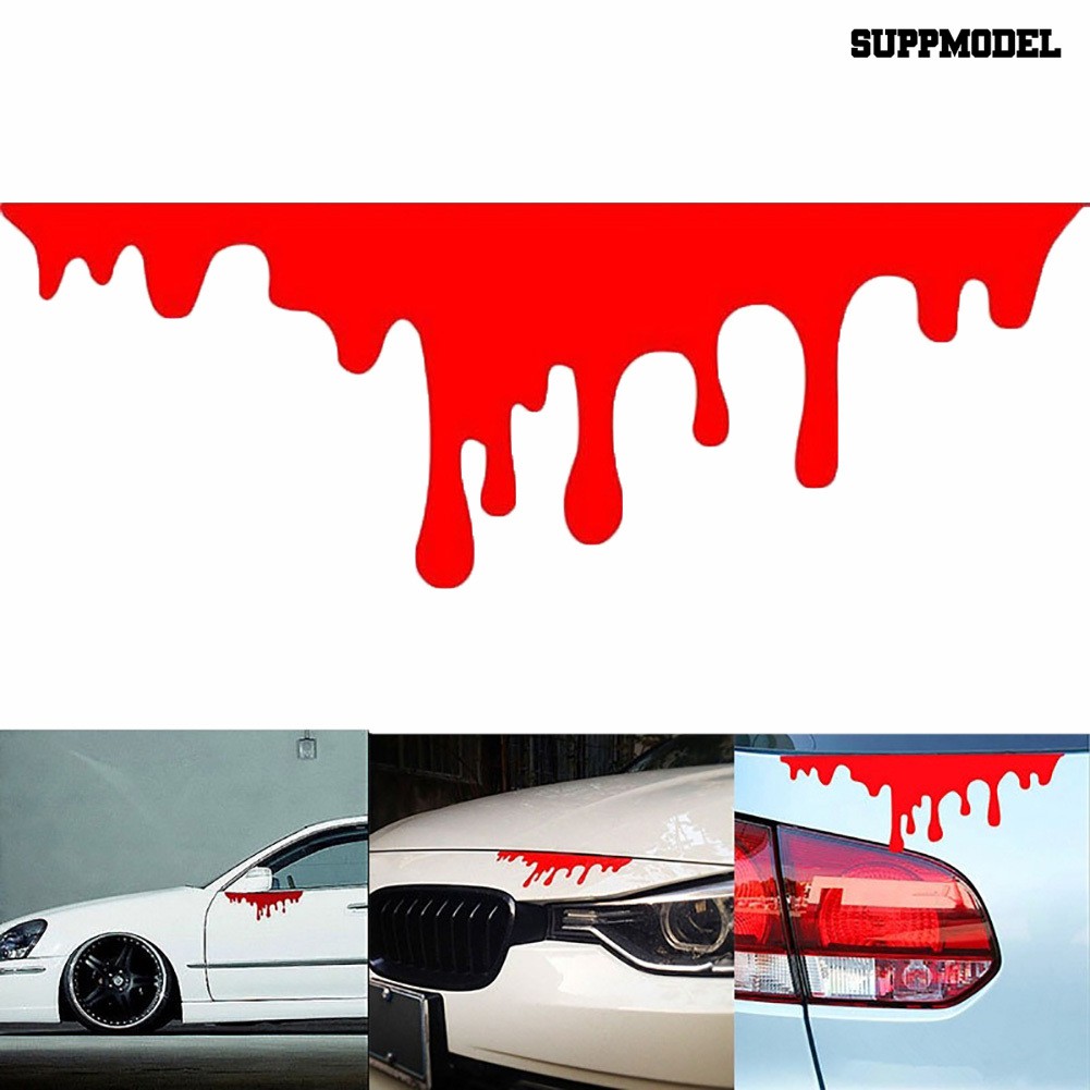 Supmodel 2pcs Stiker Reflektif Motif Darah Merah Untuk Dekorasi Body Bumper Mobil