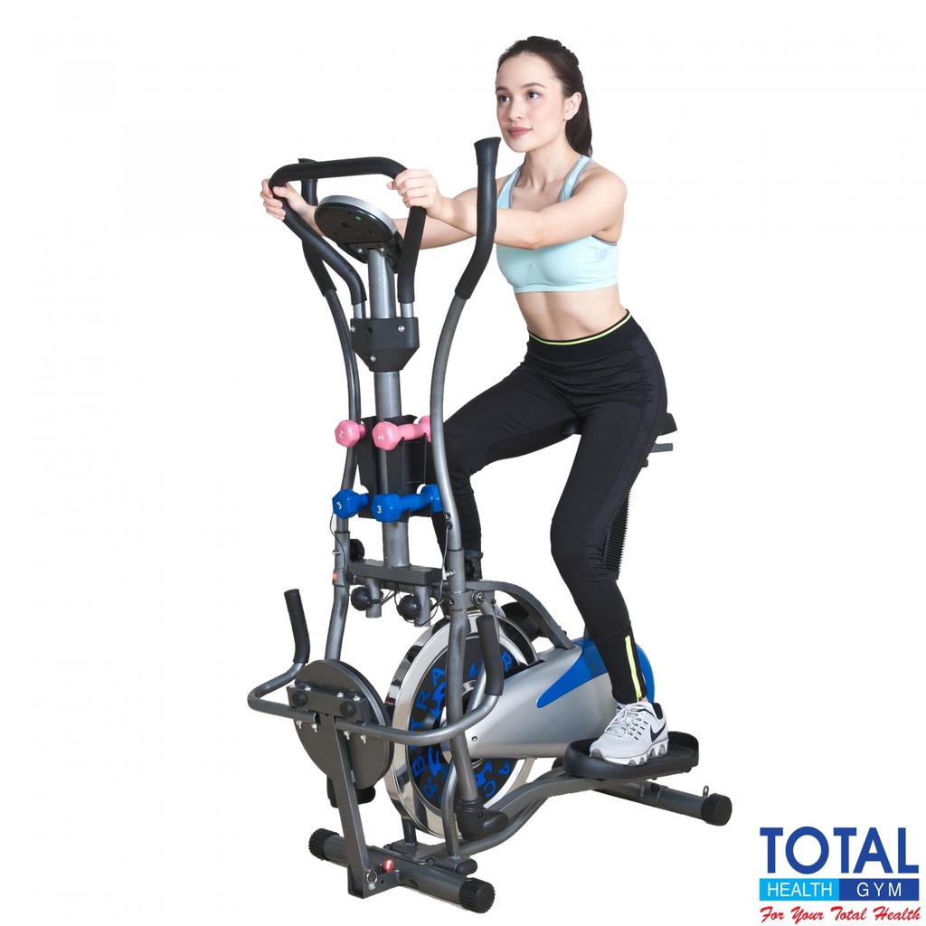 TOTAL HEALTH GYM - New Alat Olahraga Fitness Sport Gym 6 in 1 Sepeda Statis Elliptical Bike Total Static Orbitrack Plat Orbitrek