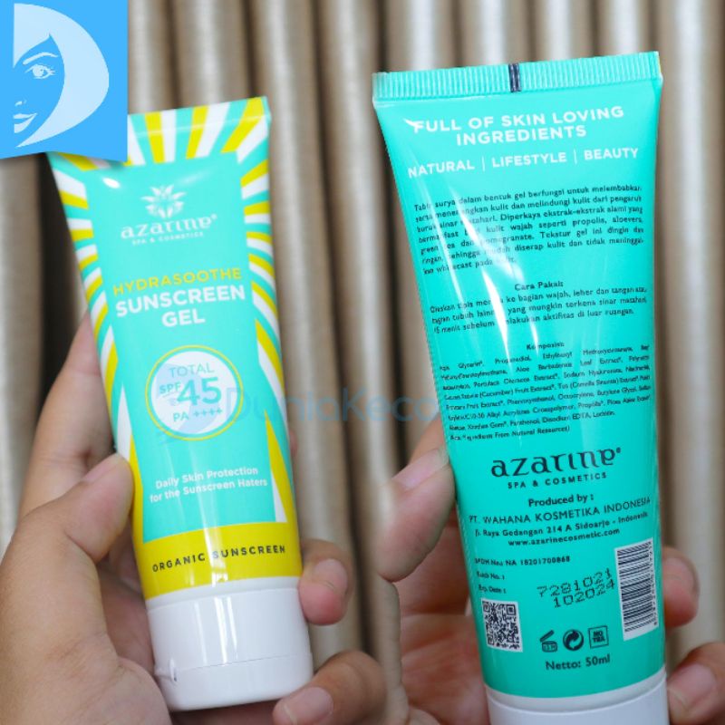 Azarine Hydrasoothe Sunscreen Gel SPF 45 Sun Protection Tabir Surya Wakah Sunblock Sunscreen Azarine