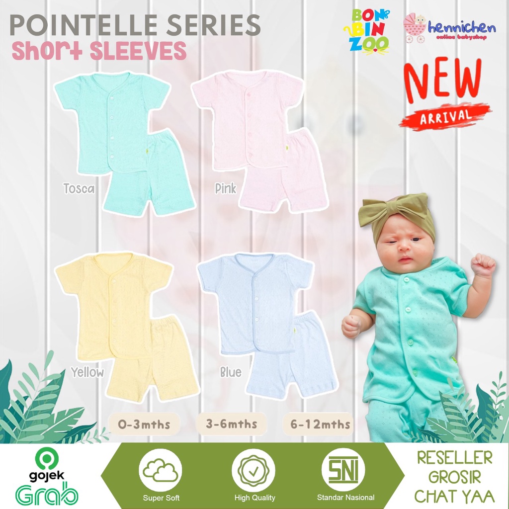 BONBINZOO SETELAN BAJU ANAK POINTELLE BABY BAJU TIDUR ANAK PENDEK 0-12 BULAN