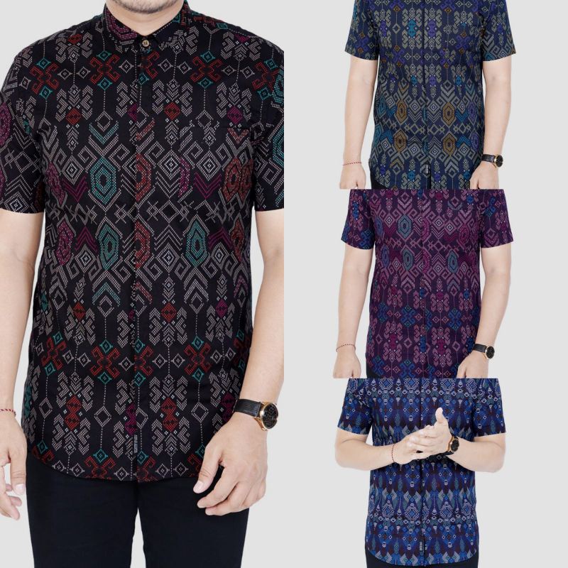 Batik Pria | Batik Pria Lengan Pendek | Batik Songket Lengan Pendek