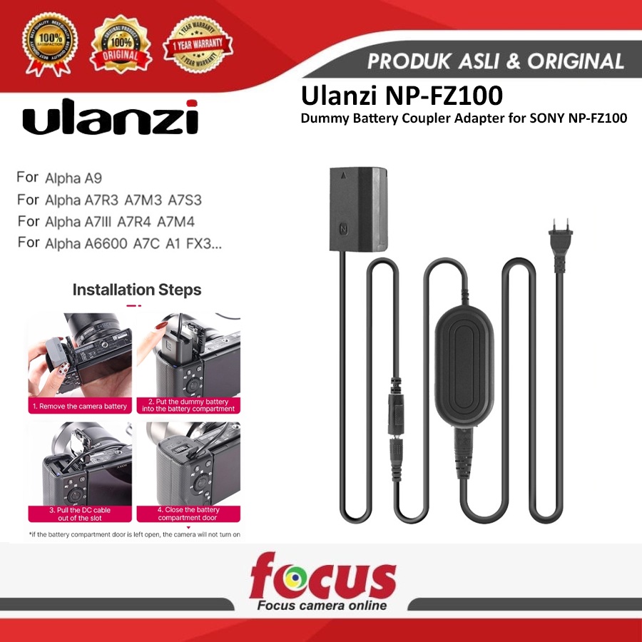 Ulanzi NP-FZ100 Dummy Battery Coupler Adapter for SONY NP-FZ100