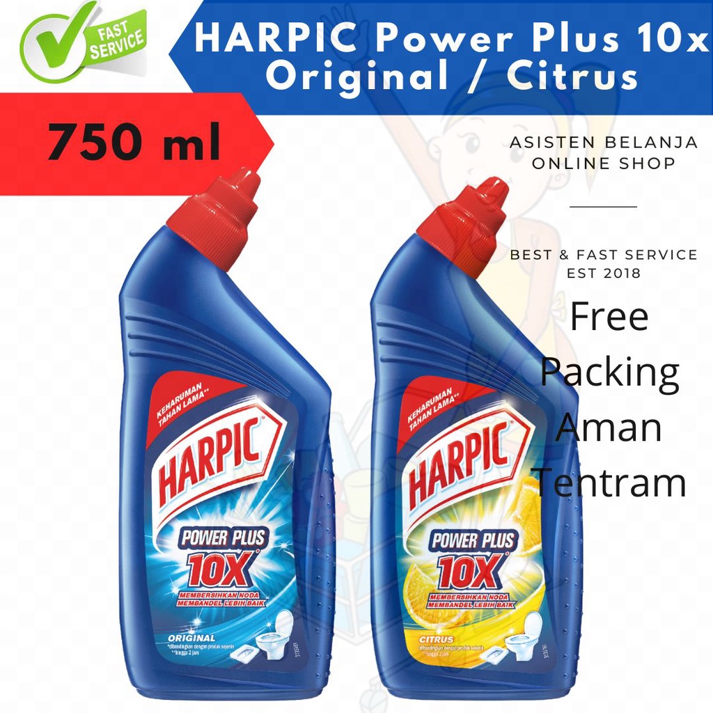 HARPIC Power Plus 10x Max Clean Original / Citrus Pembersih Noda Kloset 750ml 750 ml Pembersih WC Toilet Jongkok / Duduk