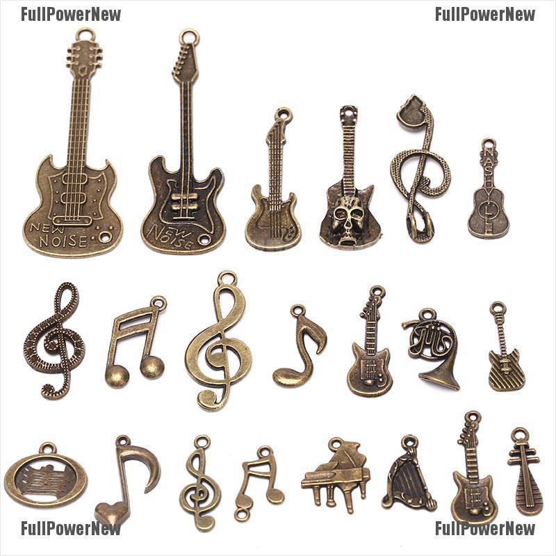 [FULLのJY] 21Pcs/Set Vintage Alloy Guitar Musical Note Charms Pendant DIY Jewelry Findings