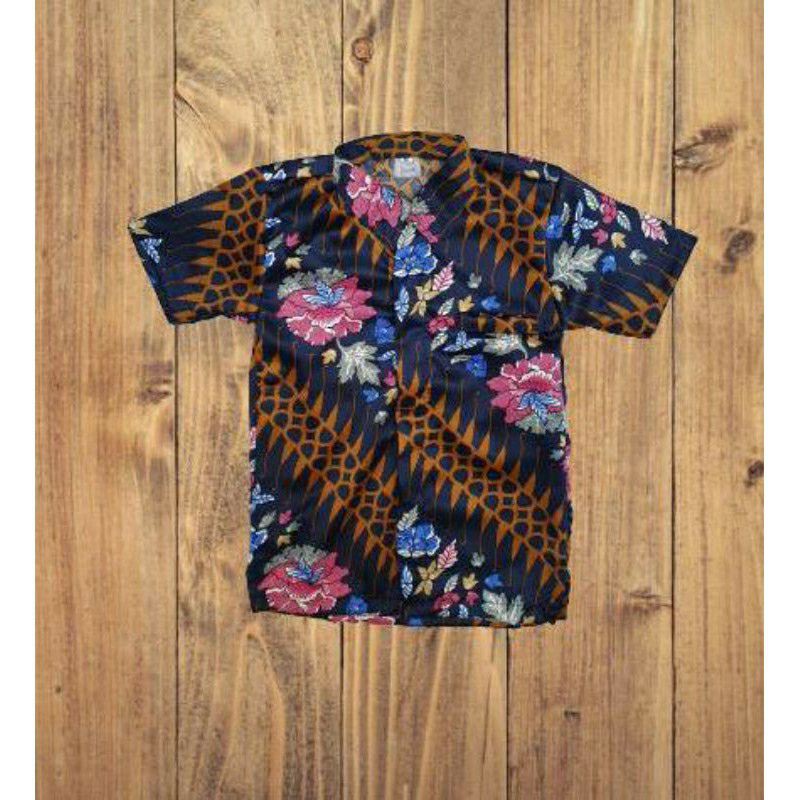 Kemeja batik anak sd / kemeja batik anak / bugenvil navy / tanjung pink / pisang silver