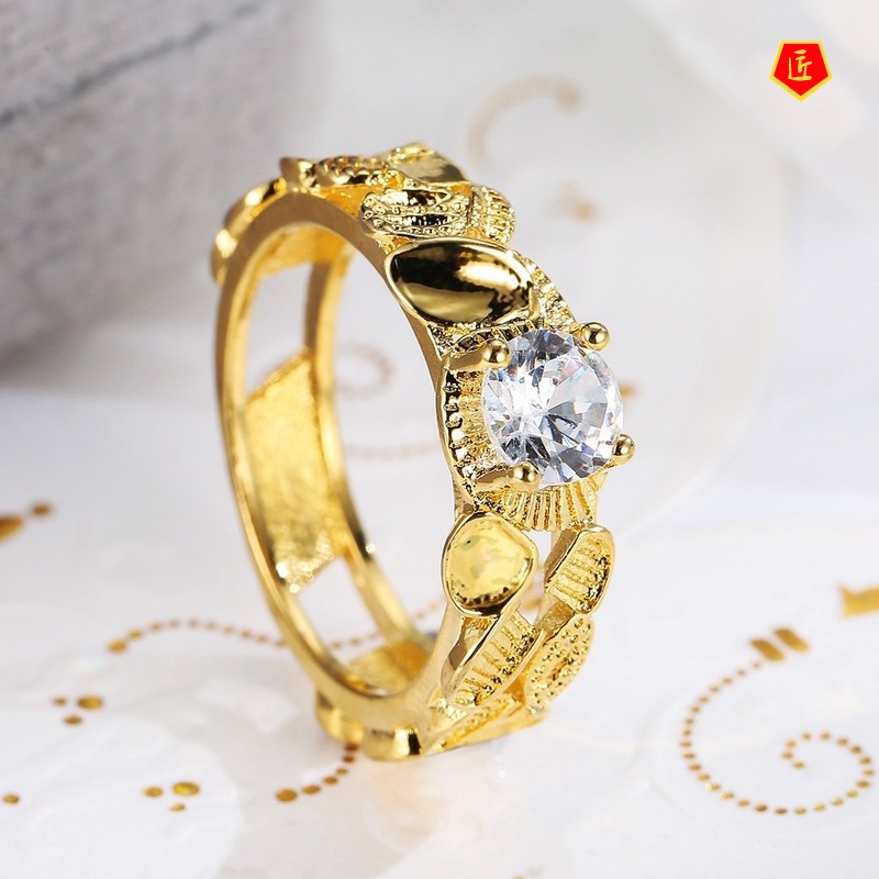 [Ready Stock]18K Gold Romantic Couple Ring Personality Creative