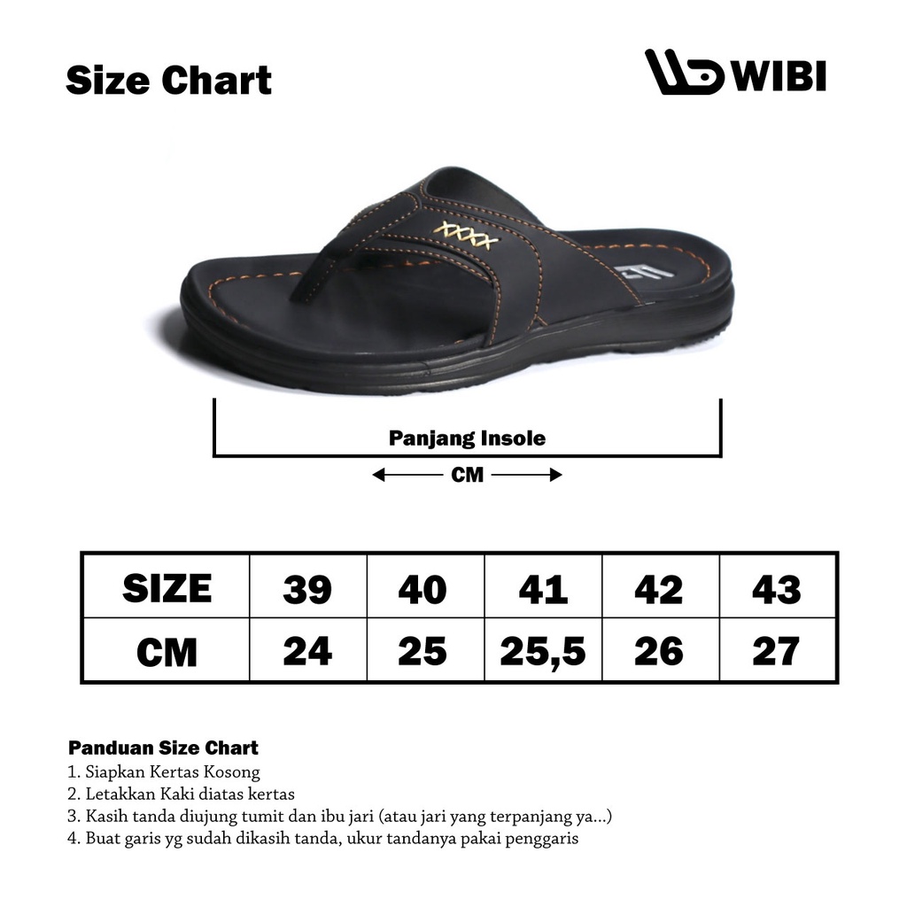 AFLAH X WIBI Sandal Pria Kulit Jepit Distro Hitam Coklat Tua Mocca S01