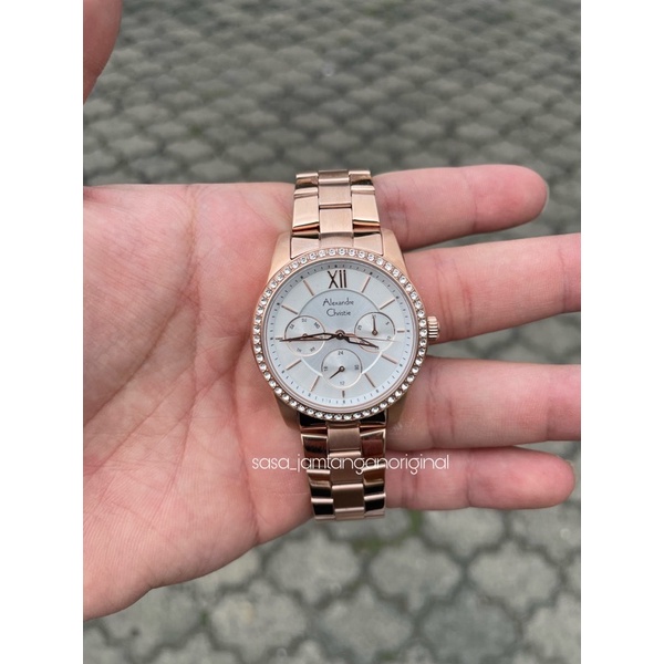 Jam Tangan Alexandre Christie Ac 2827 Original Rosegold White Wanita