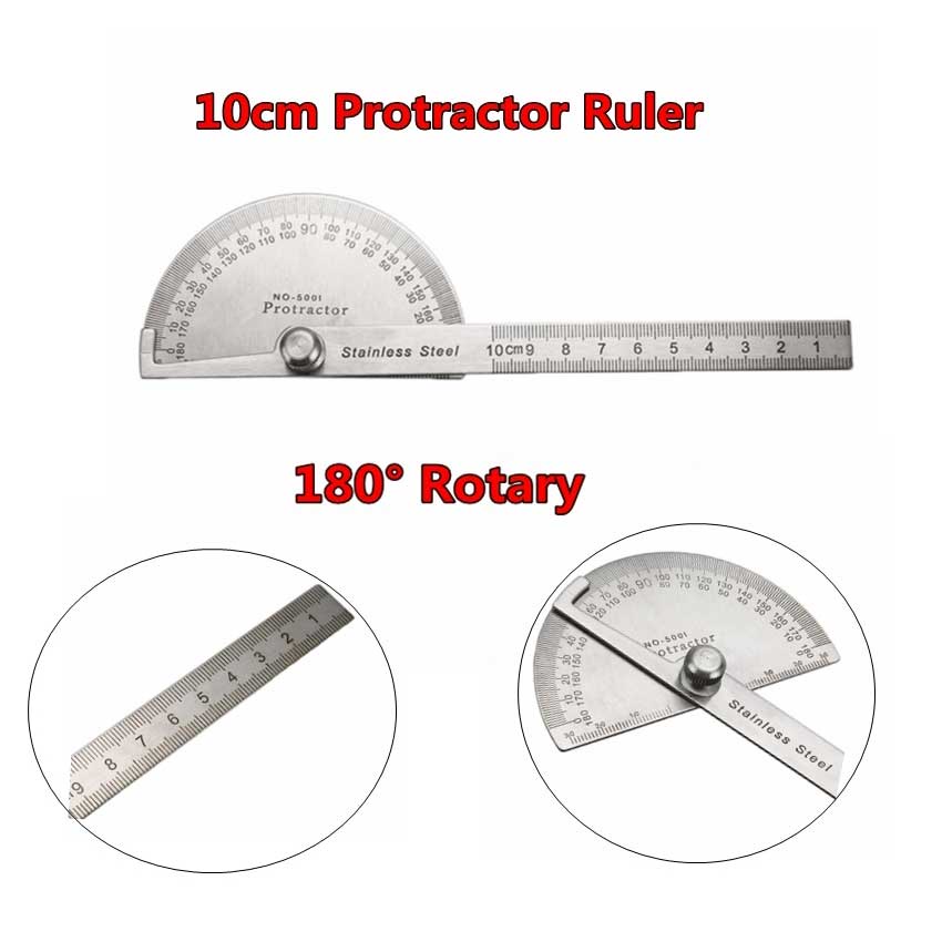 Busur 180 derajat penggaris combi stainless protactor alat ukur sudut