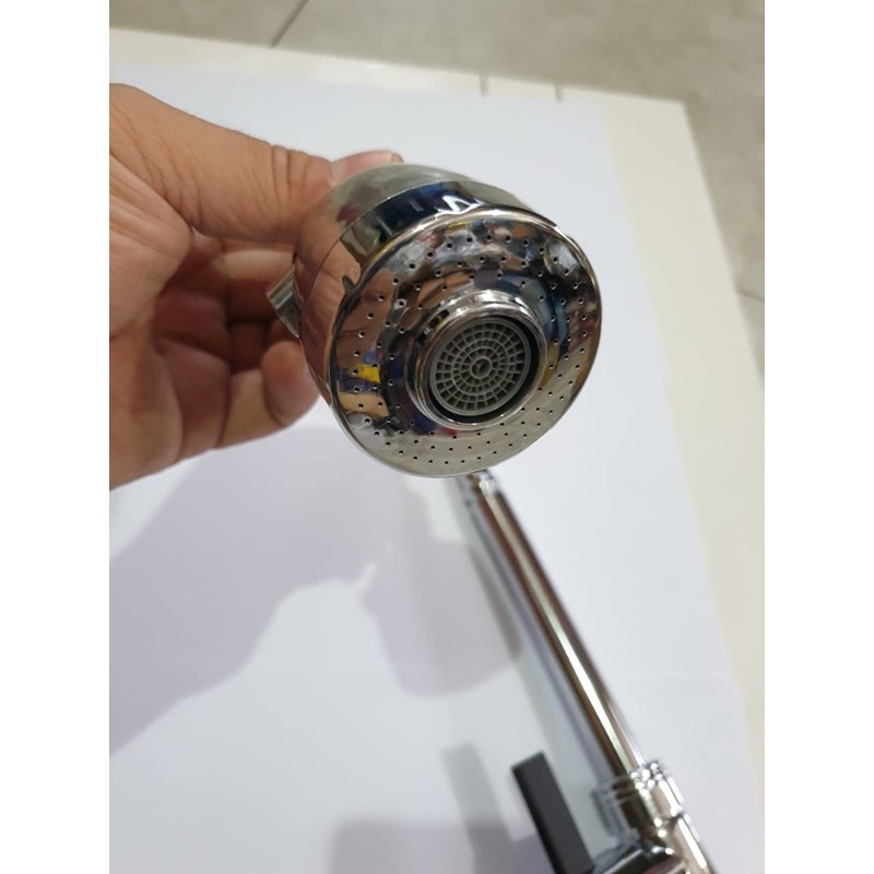 Kran angsa tancap / kran cuci piring meja fleksibel kuningan kepala jumbo