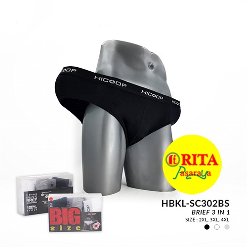 Hicoop HBKL- SC302 BRIEF 3 IN  1 Big Size Pakaian Dalam Pria Hicoop Celana Dalam Laki-laki
