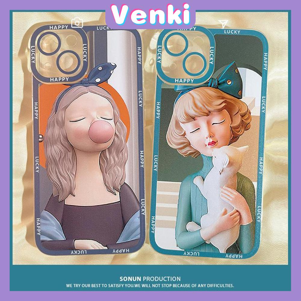 iPhone Case Silicone Soft Case Clear Case Square Edge Shockproof Protection Camera Comic Cute Girl Compatible For iPhone 11 iPhone 13 Pro Max iPhone 12 Pro Max iPhone 7 Plus xr