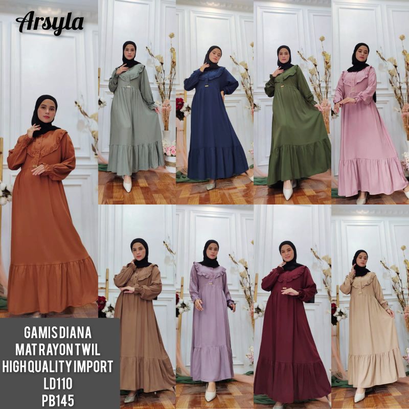 gamis terbaru 2023 model diana original by arsyla