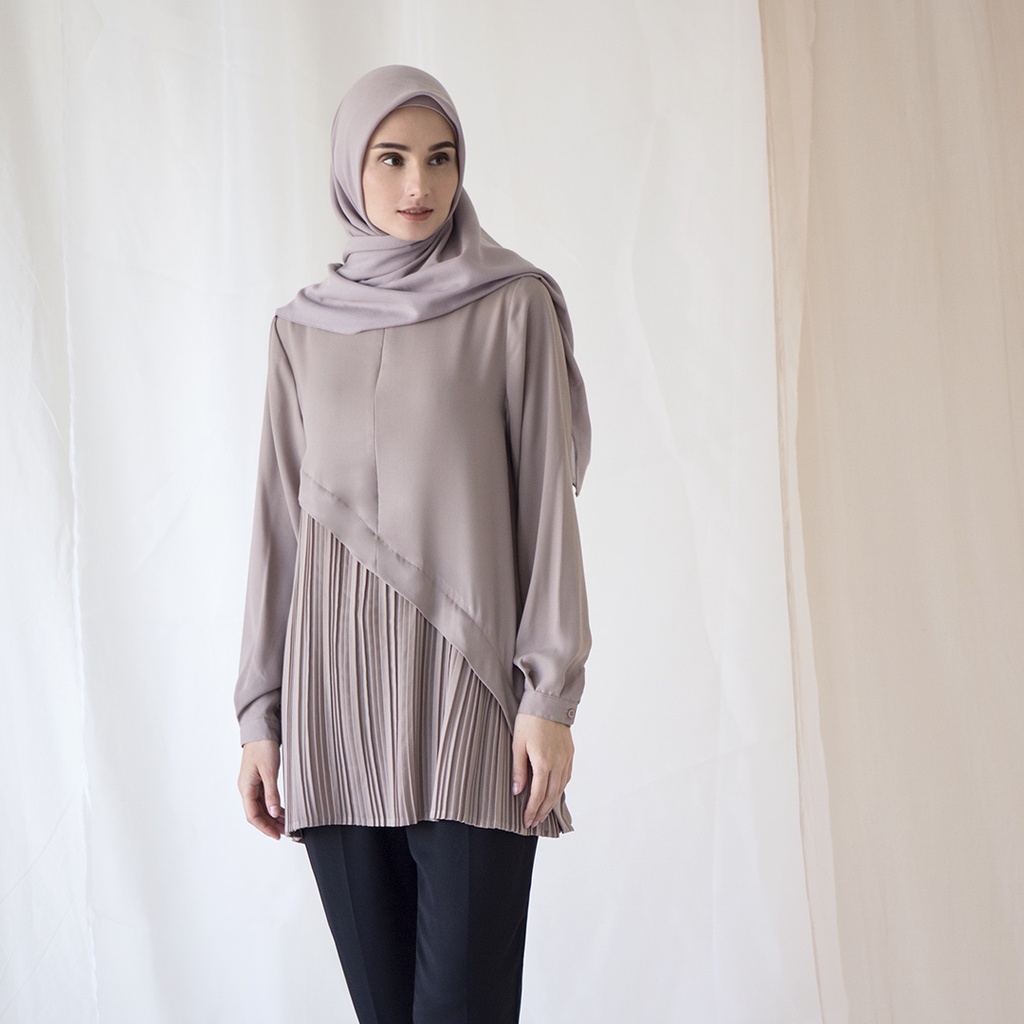 Tiras by Aska Label - Atasan plisket busui friendly Warna Mauve, Taupe, Black