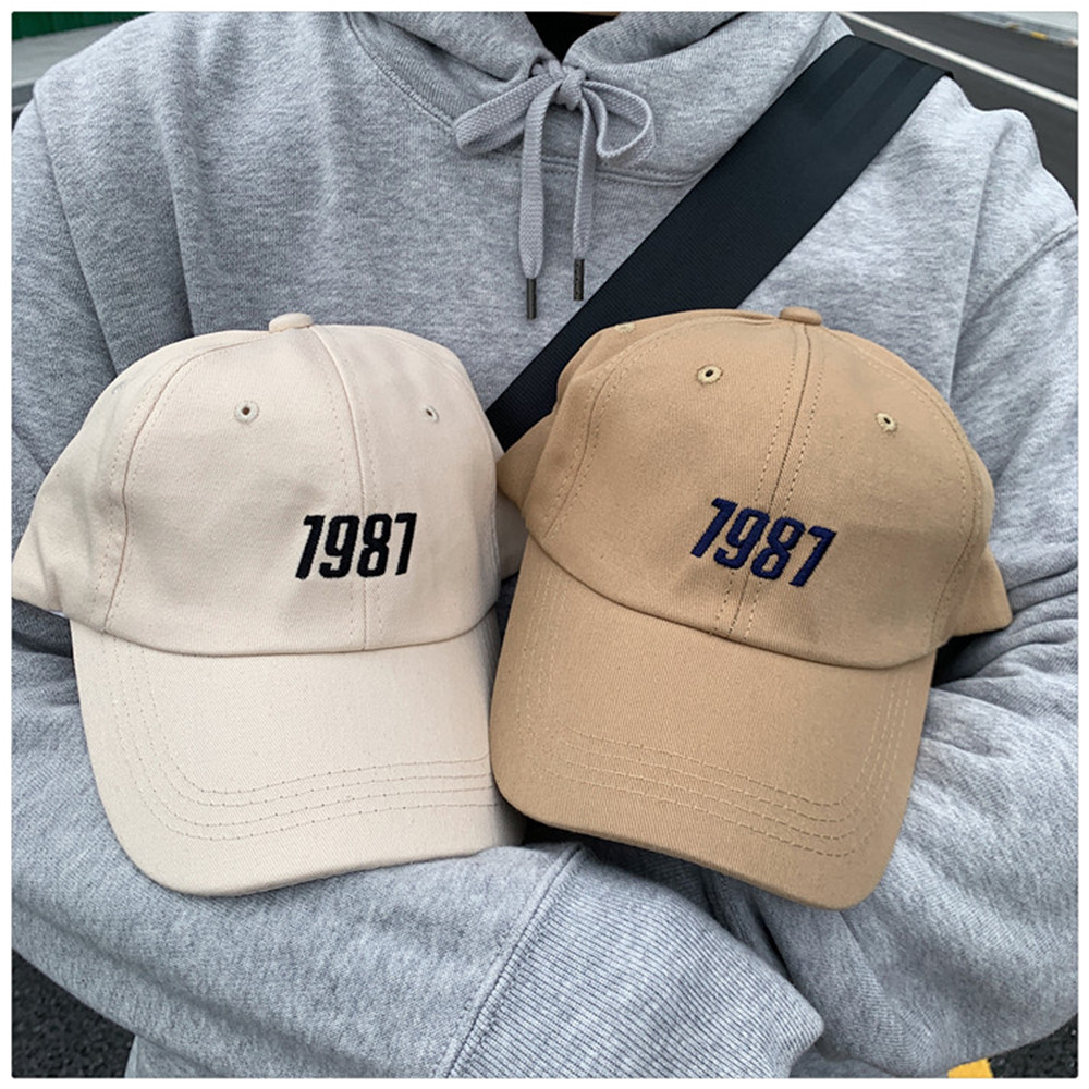 Topi Baseball Motif Bordir Alfabet 1987 6 Warna Serbaguna Gaya Korea Hipster Kasual Untuk Anak-Anak