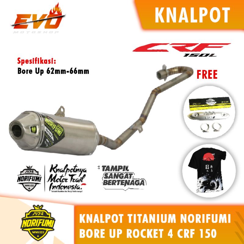 knalpot norifumi crf 150 rocket 4 bore up titanium