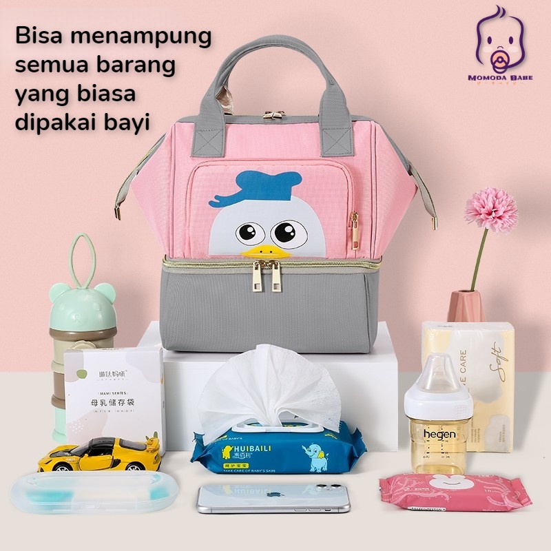 MOMO Tas Asi Cooler Bag Dan Tas Bayi/ 2in1 Multifungsi Fashion Cooler Bag Asi / Diaper Bag Ransel/ Tas Wanita Korea