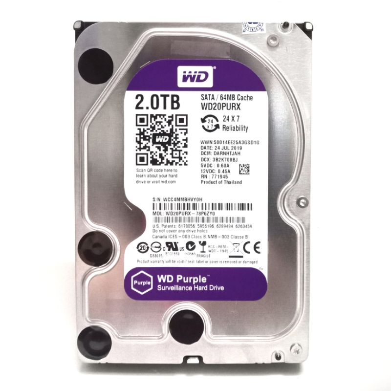 Hardisk 2TB WD purple 3.5&quot; SATA - Harddisk 2TB Support CCTV