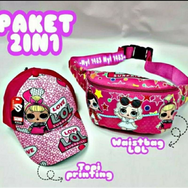 waistbag anak tas SLempang perempuan gratis topi